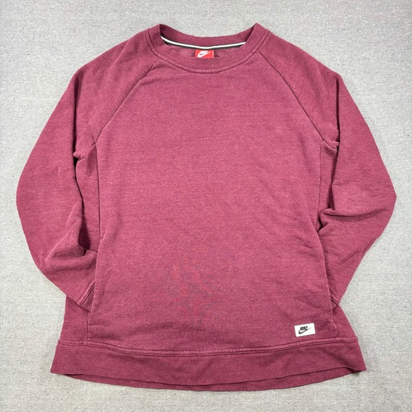 Nike Tops - Nike Sweatshirt Women Medium Burgundy Raglan Sleeve Crew Neck Pocket Pullover